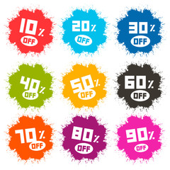 Splash Vector Discount Labels Set Isolated on White Background