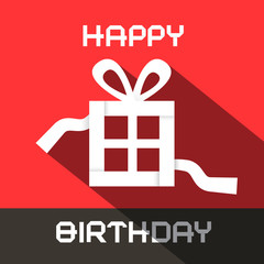 Happy Birthday Vector Card with Paper Gift Box