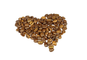Heart of coffee beans