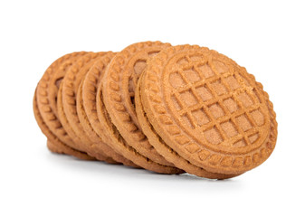 Filled cream cookies isolated on white background