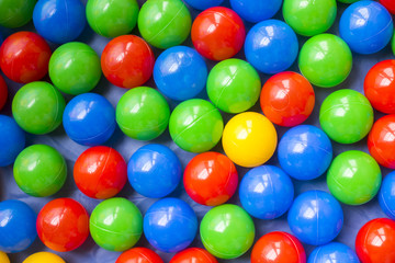 Fototapeta na wymiar Many colorful plastic balls on children's playground