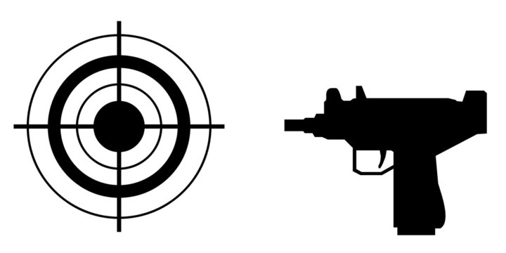 Pistolet mitrailleur automatique UZI et une cible