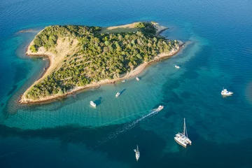 Garden poster Aerial photo aerial view of Croatia coast line. close Rab island