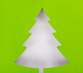 Vintage Christmas postcard with true paper christmas tree