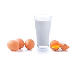 glass of milk and eggs