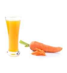 Orange juice and carrot  on white