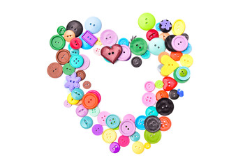 Heart shape of buttons on White Isolate Background