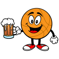 Cartoon Basketball with Beer