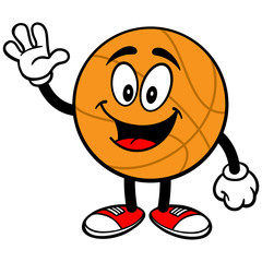 Cartoon Basketball Waving