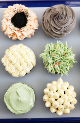 Colorful cupcakes in party