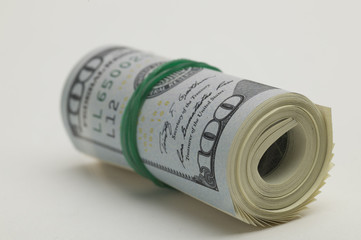 Gathered hundred dollar bill