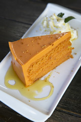 Thai milk tea serve with whipping cream,