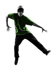 young acrobatic break dancer breakdancing man silhouette