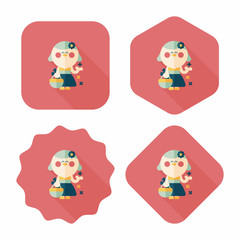 wedding flower girl flat icon with long shadow,eps10