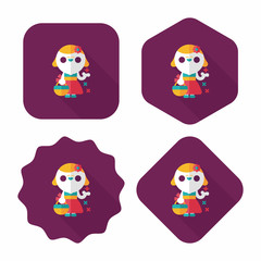 wedding flower girl flat icon with long shadow,eps10
