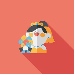 wedding bride flat icon with long shadow,eps10