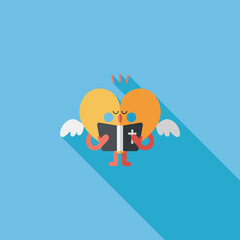 Wedding hear choir flat icon with long shadow,eps10