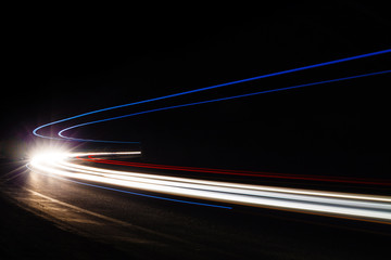 Light tralight trails in tunnel. Long exposure photo in a tunel