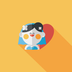 wedding bride flat icon with long shadow,eps10