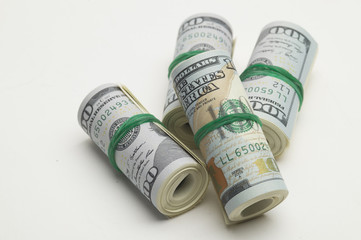 $ 100 bills of four bundles