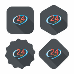 24 hours shop open flat icon with long shadow,eps10