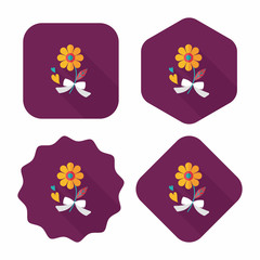 Valentine's Day flower flat icon with long shadow,eps10