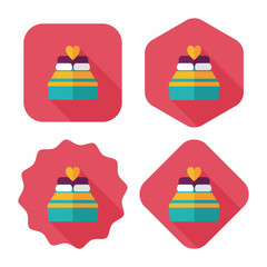 Valentine's Day lover bed flat icon with long shadow,eps10