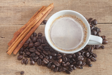 coffee cup and coffee beans