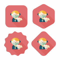 Pet vet and dog flat icon with long shadow,eps10