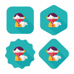 Pet vet and dog flat icon with long shadow,eps10