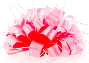 pink bow on white background.
