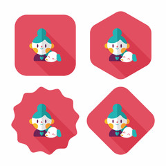 Pet dog and girl friendship flat icon with long shadow,eps10