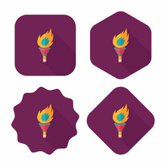 flaming torch flat icon with long shadow,eps10
