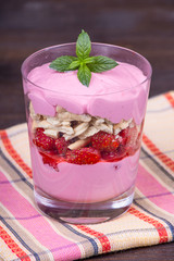Strawberry and raspberry smoothie with cream cheese