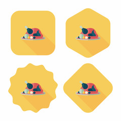 Grill chicken flat icon with long shadow,eps10