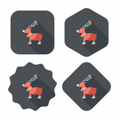 Reindeer flat icon with long shadow, eps10