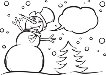 Coloring Book Christmas Snowman