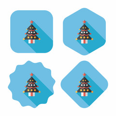 Christmas tree flat icon with long shadow, eps10