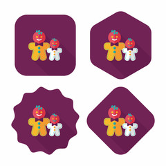 Gingerbread man flat icon with long shadow,eps10