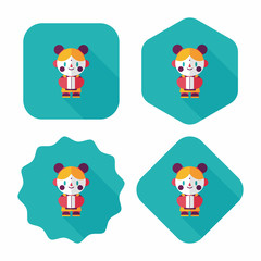 Chinese New Year girl flat icon with long shadow,eps10