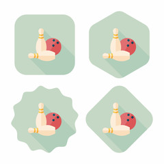 Bowling game flat icon with long shadow,eps10