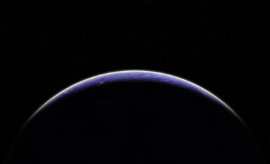 Blue planet with shadow