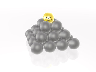Yellow and grey spheres
