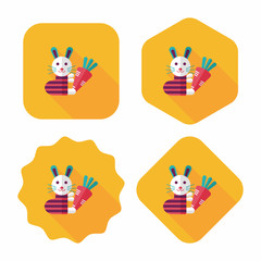Rabbit with carrot flat icon with long shadow,eps 10