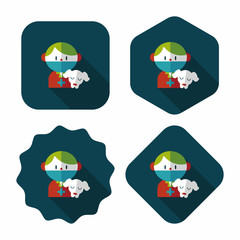 Pet vet and dog flat icon with long shadow,eps10