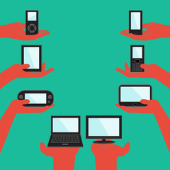 Flat design illustration concept for electronic devices.