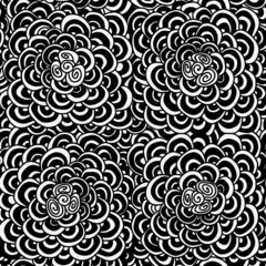 Seamless doodle monochrome pattern.