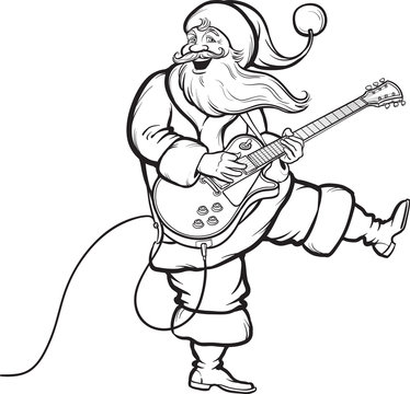 recommend clip art: Coloring Book of Santa playing electric guitar