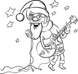 Coloring Book Rock n roll Santa Claus
