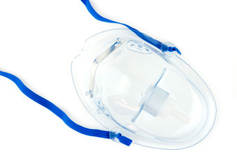 Top view of oxygen mask on white
